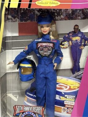 Mattel Collector Edition 50th Anniversary Racing Doll in blue